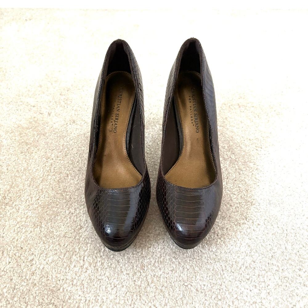 Christian Siriano Brown Faux Alligator High Heels, Stilettos, Pumps, Size 8